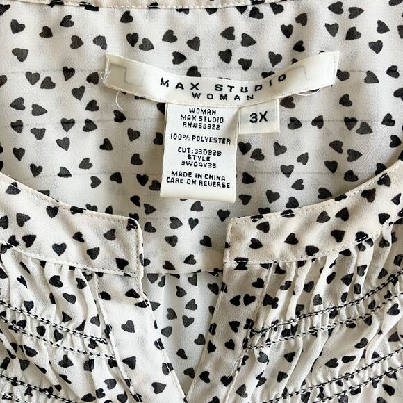 Max Studio Woman Heart Print Chiffon Blouse Size 3X - Picture 3 of 14